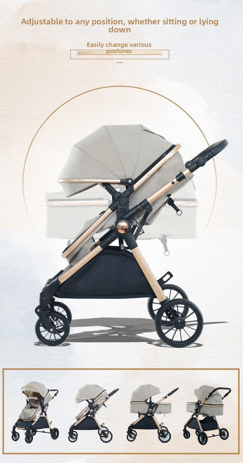 Baby Stroller High Landscape Bidirectional Pushing Baby Carriage Four-Wheel Shock Absorption Baby Stroller