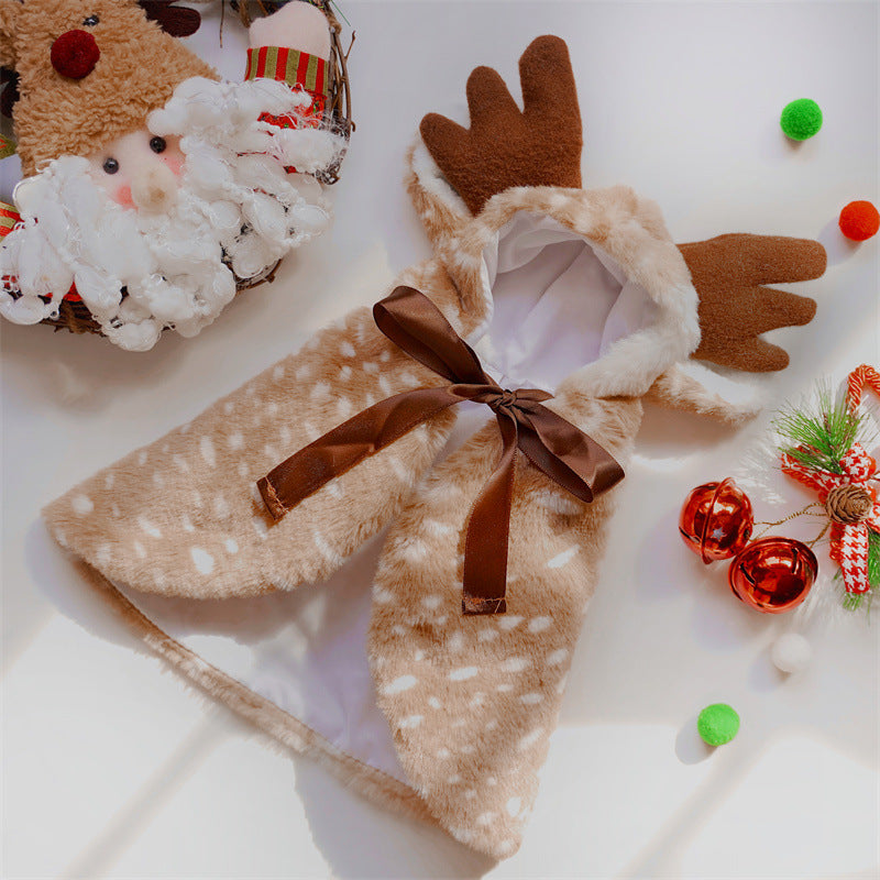 Christmas Pet Costume Reindeer Cape Warm Dog Cat Clothes Transformation Hat Accessories Wholesale