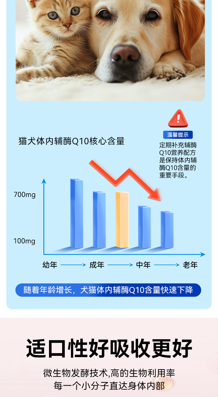 Pet Coenzyme Q10Cat and Dog Nutritional Supplement Heart Protection Hypertrophy Assistance Conditioning Senior Dogs and Cats Universal-Direct from the factory