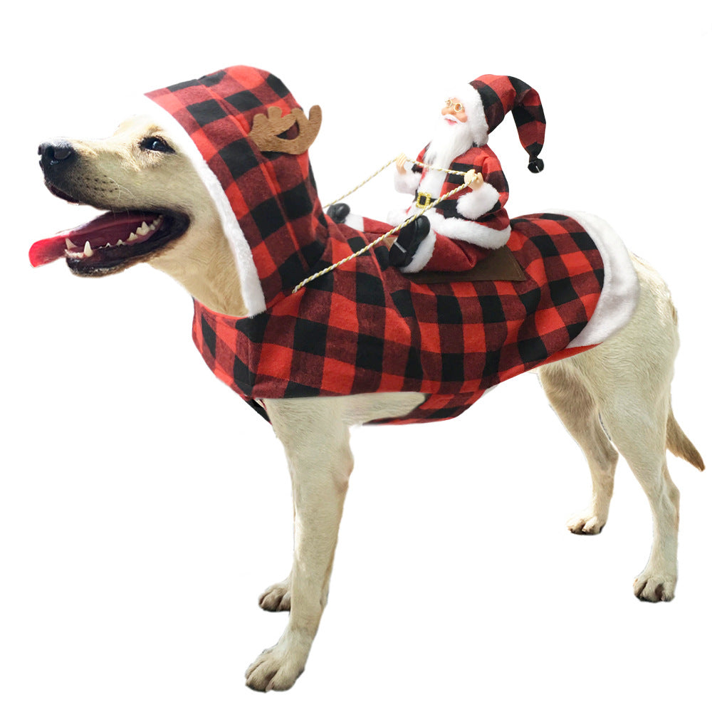 Pet Dog Christmas Costume Santa Claus Riding Outfit Christmas Pet Clothes Reindeer Riding Outfit Pet Christmas Supplies