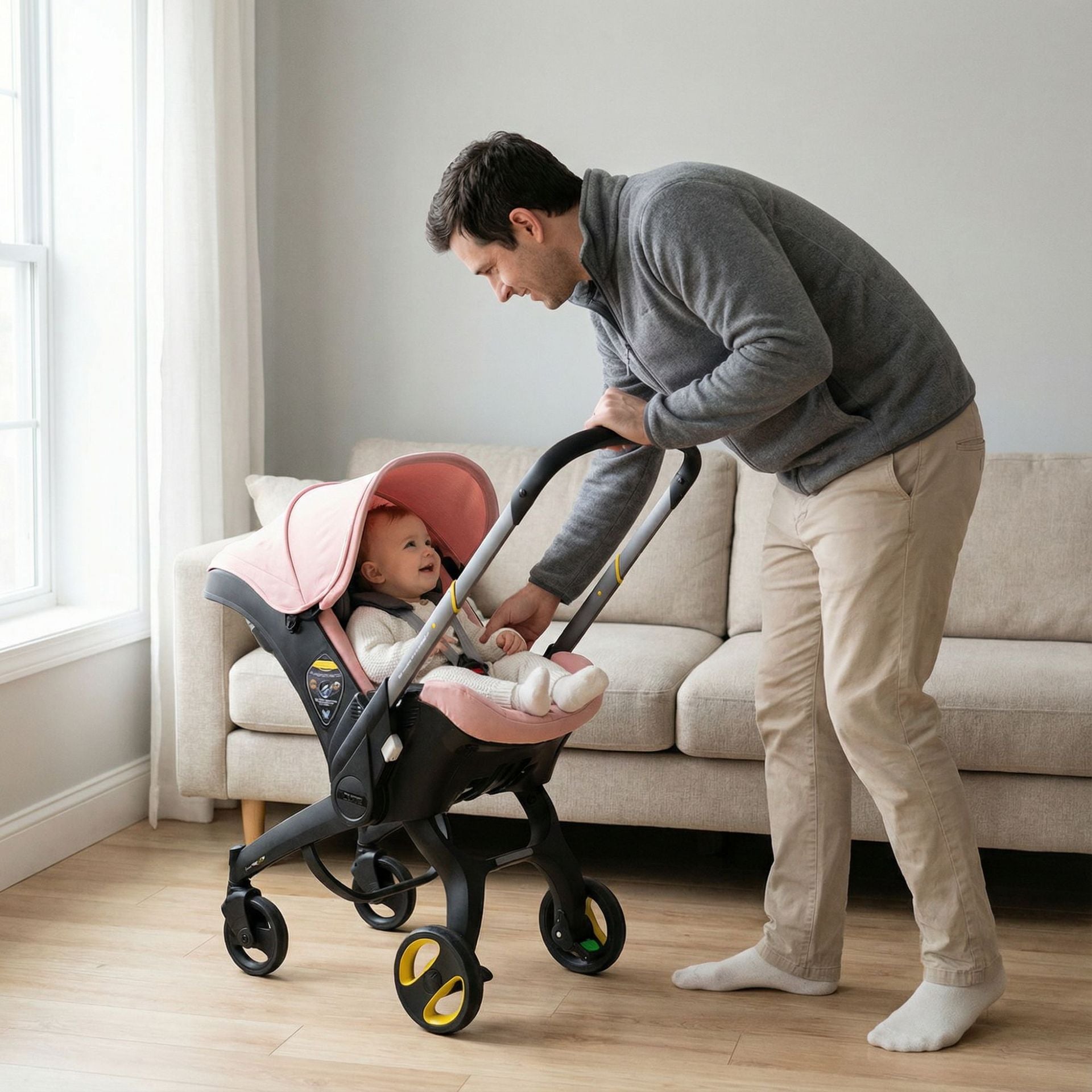 Baby0-12Months Four in One Four Wheels Aluminum Alloy Frame Reversible Baby Stroller