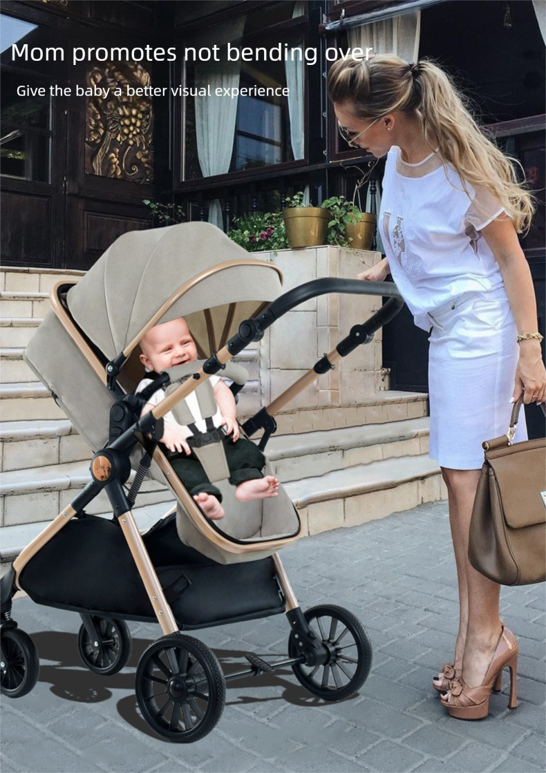 Baby Stroller High Landscape Bidirectional Pushing Baby Carriage Four-Wheel Shock Absorption Baby Stroller