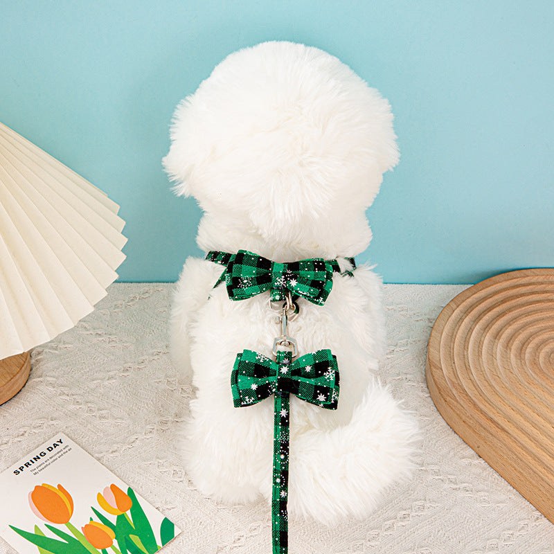 Cross-Border Hot-Selling Pet Leash Snowflake I-Shaped Chest Harness Dog Leash Dog Leash Christmas Cat Collar