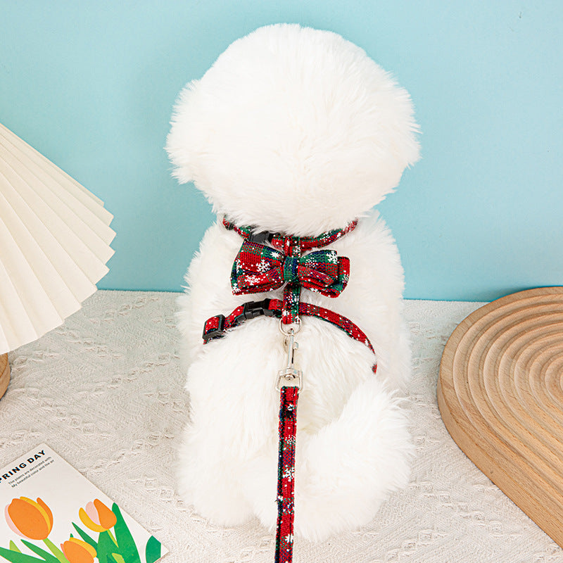 Cross-Border Hot-Selling Pet Leash Snowflake I-Shaped Chest Harness Dog Leash Dog Leash Christmas Cat Collar