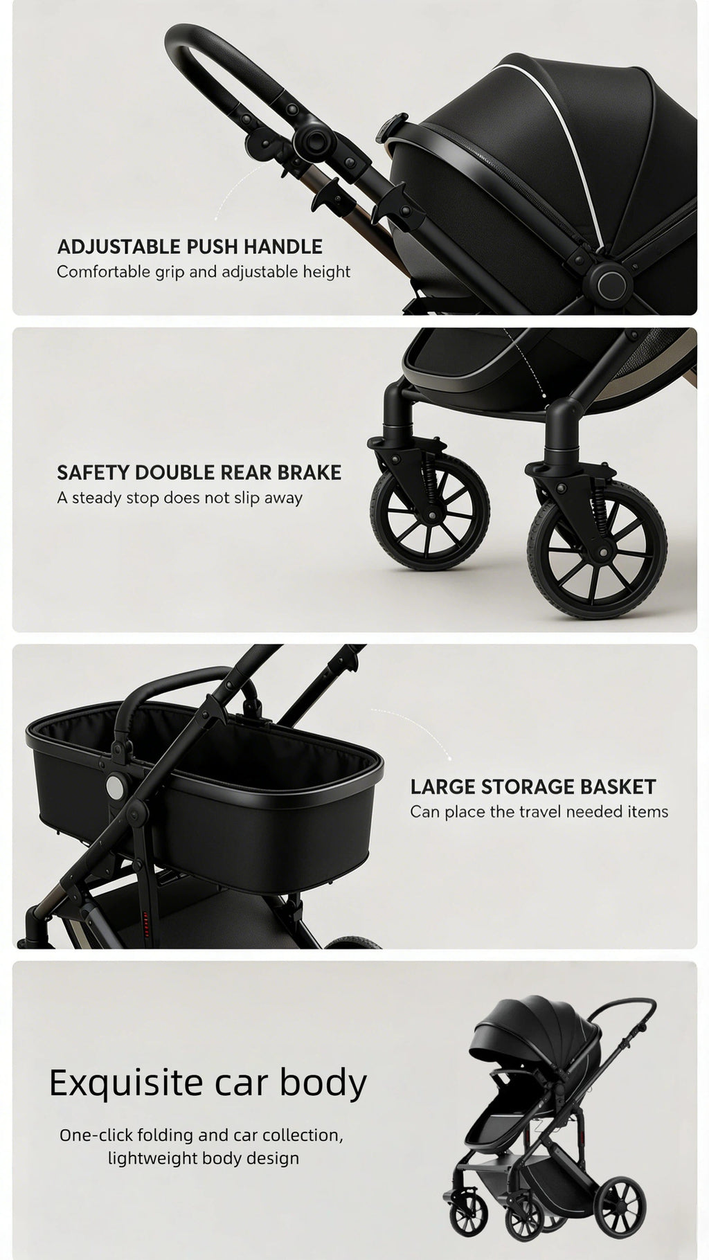 High Landscape Two-Way Convertible Baby Stroller Foldable Baby Stroller
