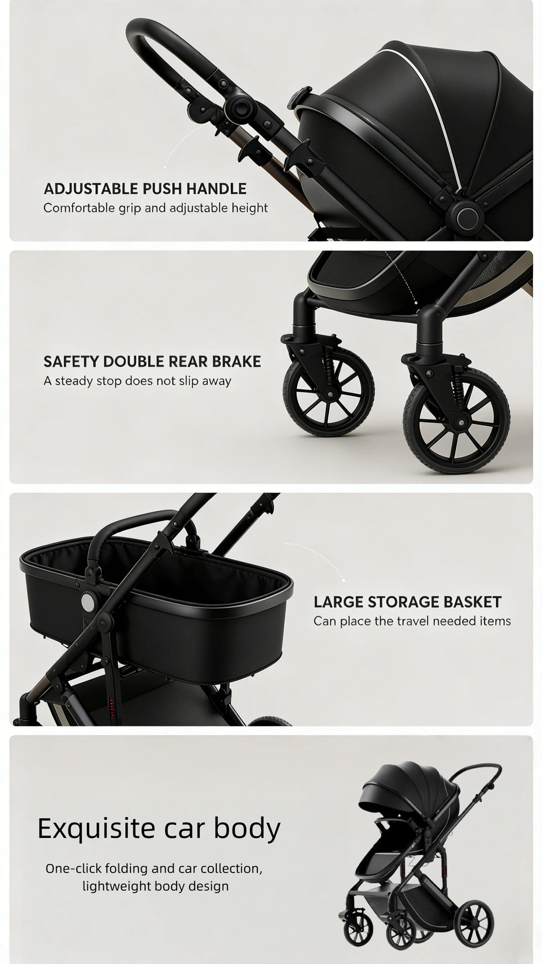 High Landscape Two-Way Convertible Baby Stroller Foldable Baby Stroller
