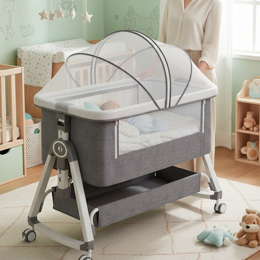 Baby Crib Portable Foldable Multi-Functional Baby Cradle Bed Newborn Children's Splicing Large Bed