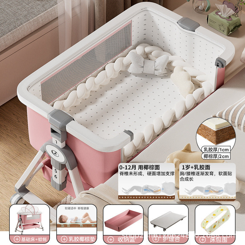 Baby Crib Portable Foldable Multi-Functional Baby Cradle Bed Newborn Children's Splicing Large Bed