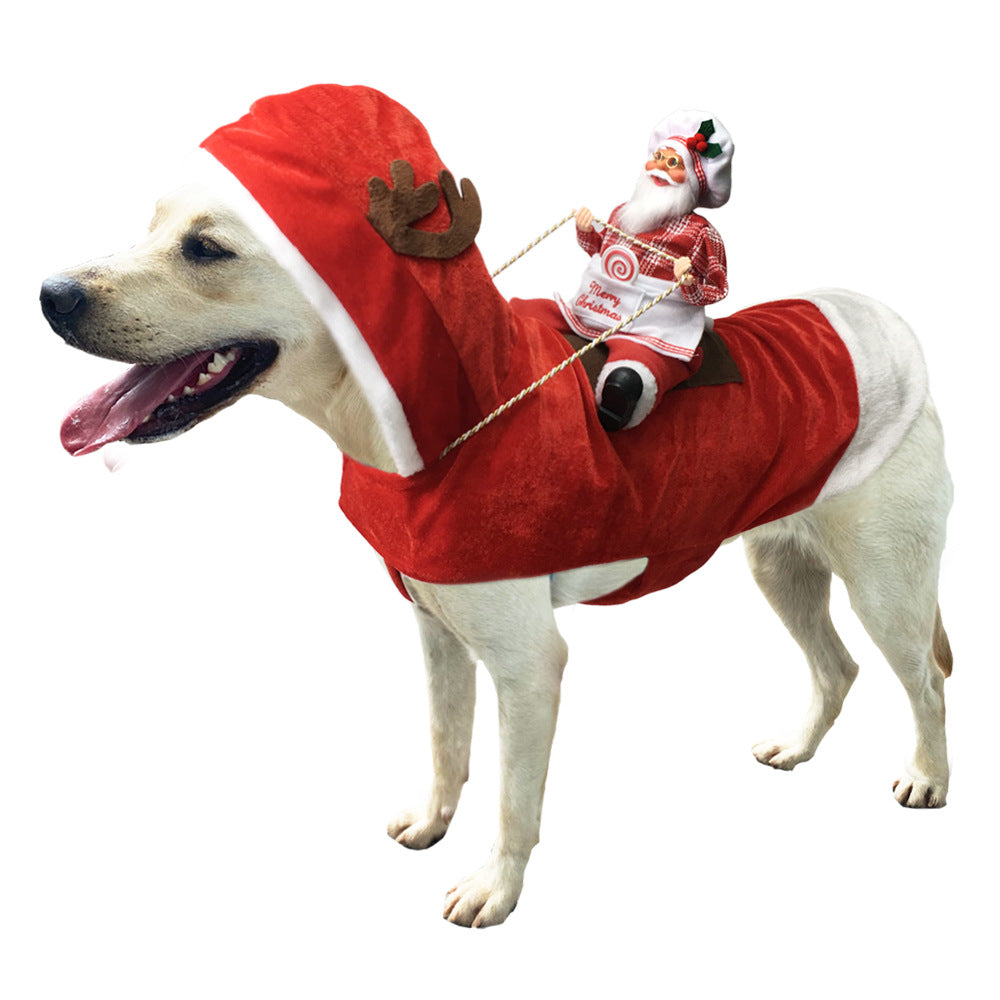 Pet Dog Christmas Costume Santa Claus Riding Outfit Christmas Pet Clothes Reindeer Riding Outfit Pet Christmas Supplies