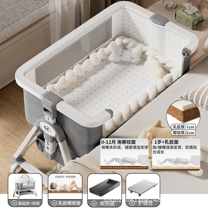Baby Crib Portable Foldable Multi-Functional Baby Cradle Bed Newborn Children's Splicing Large Bed