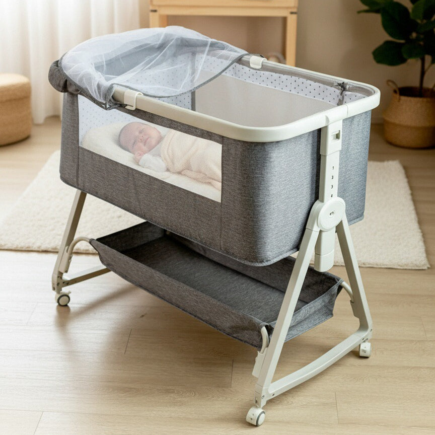 Baby Crib Portable Foldable Multi-Functional Baby Cradle Bed Newborn Children's Splicing Large Bed
