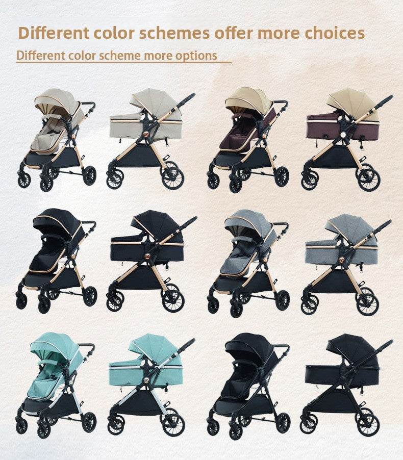 Baby Stroller High Landscape Bidirectional Pushing Baby Carriage Four-Wheel Shock Absorption Baby Stroller