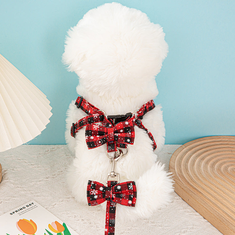 Cross-Border Hot-Selling Pet Leash Snowflake I-Shaped Chest Harness Dog Leash Dog Leash Christmas Cat Collar