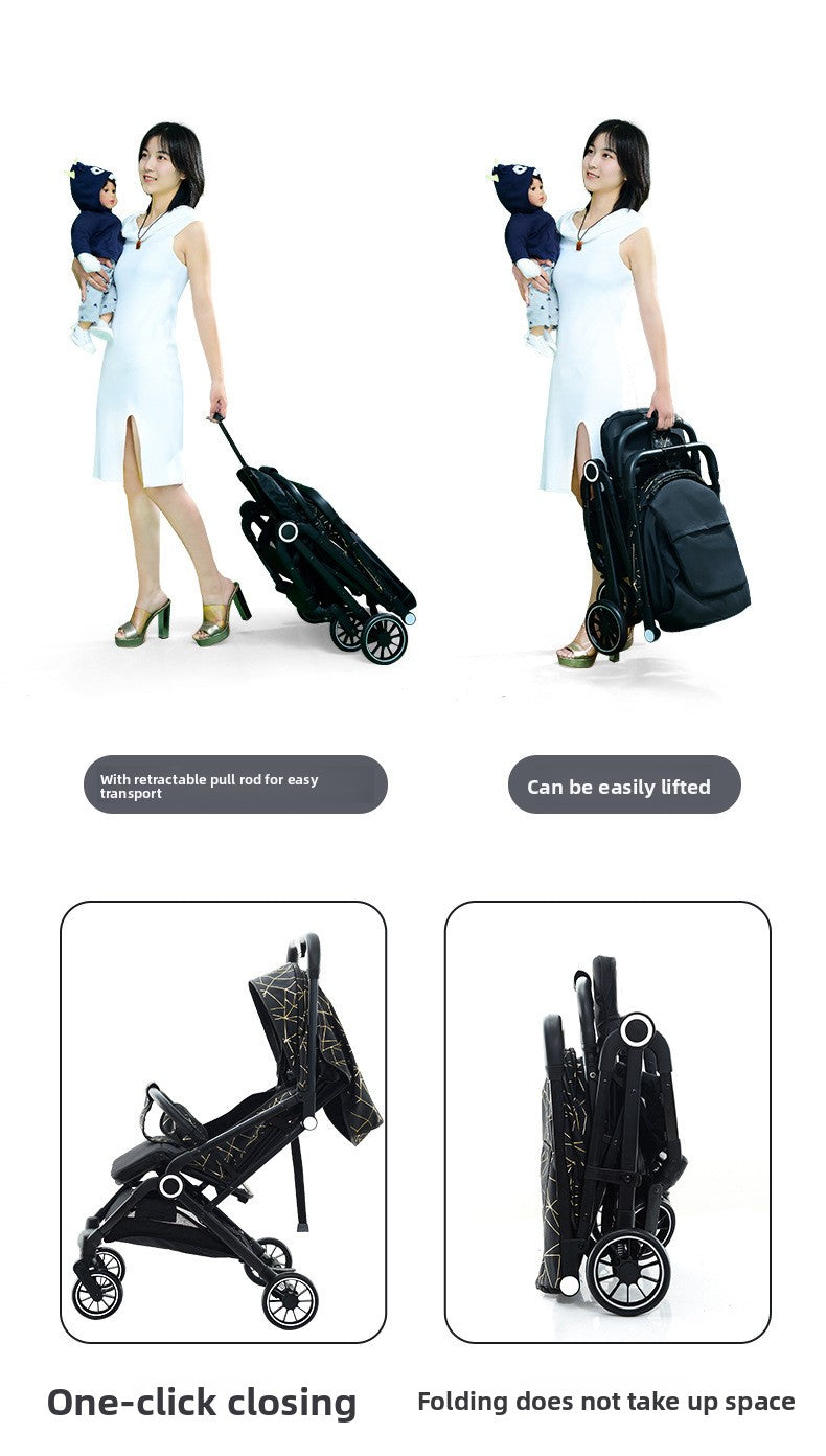 High View Baby Stroller, Convertible to Sit or Lie, Lightweight Foldable Baby Umbrella Stroller, One-Way Baby Pushchair, Shock Absorbing Stroller