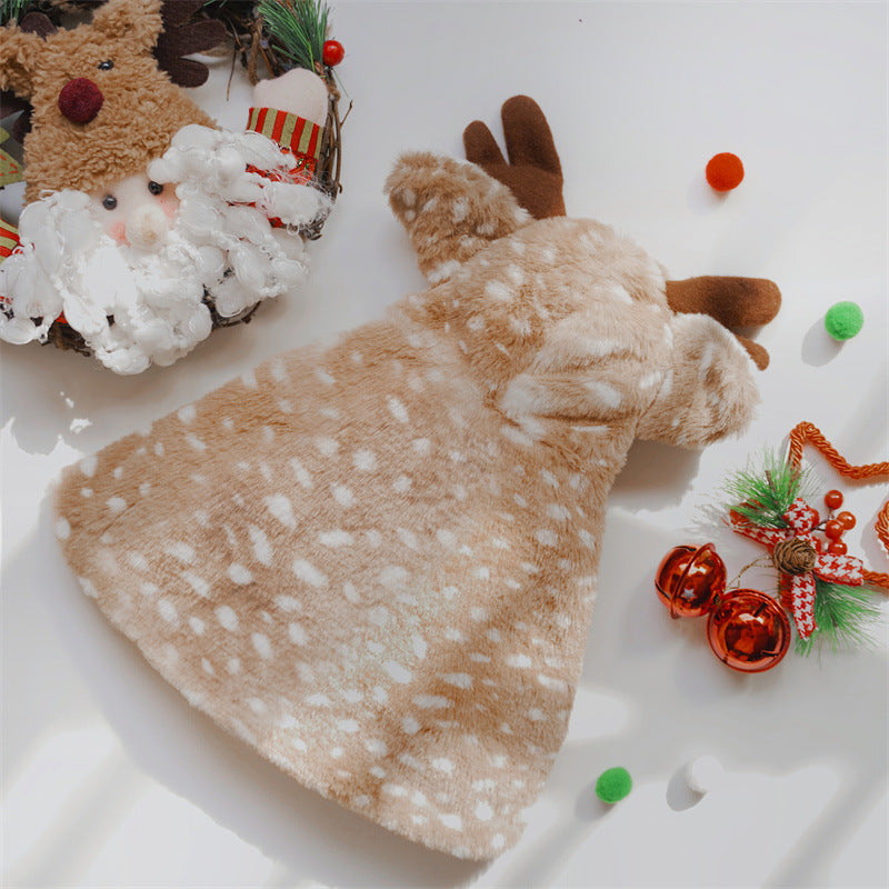 Christmas Pet Costume Reindeer Cape Warm Dog Cat Clothes Transformation Hat Accessories Wholesale