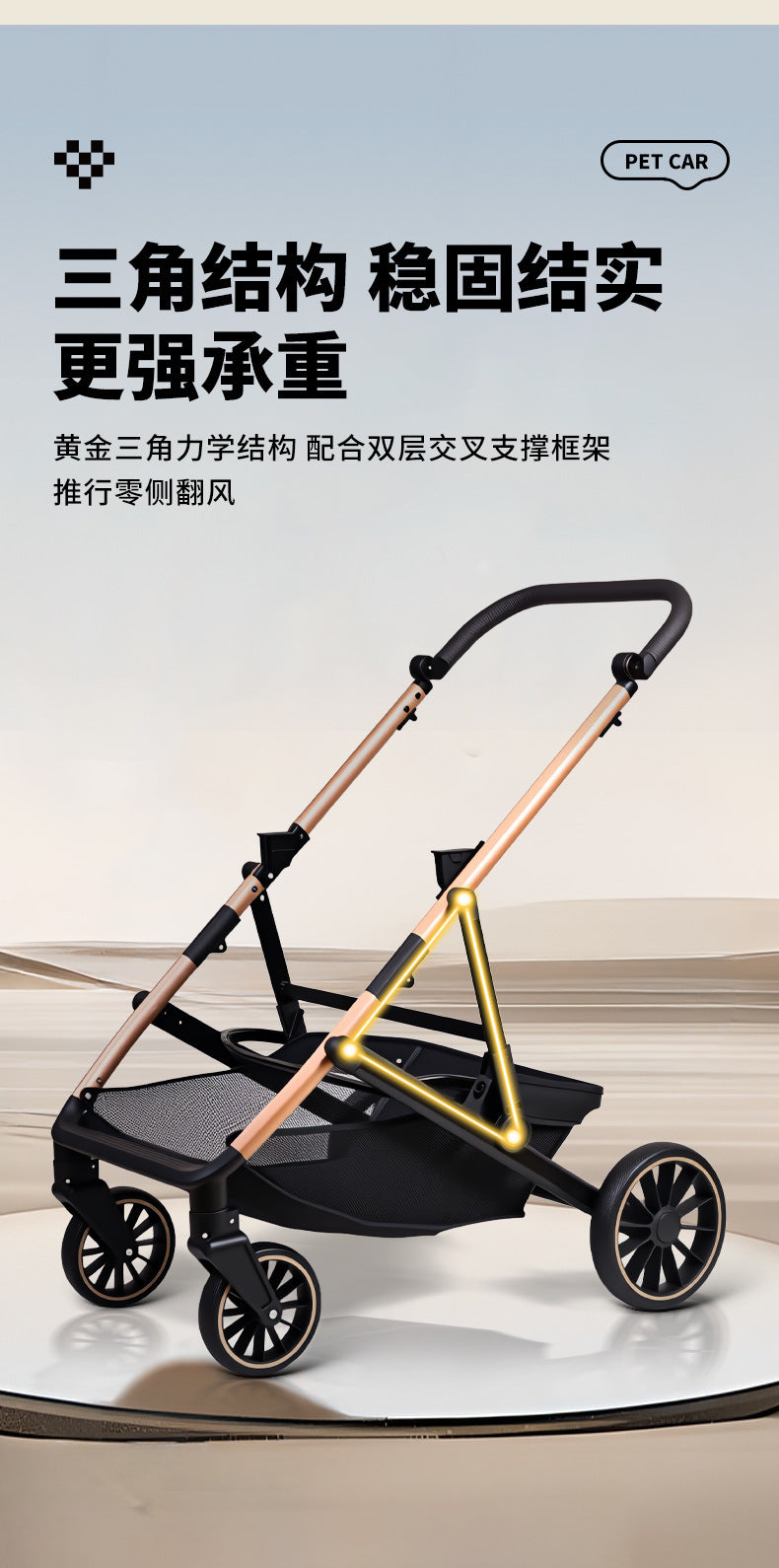 Baby Stroller with High View, Can Sit and Lie Down Baby Carriage Foldable Two-Way All-Season Shock-Absorbing Baby Stroller Lightweight Pushchair