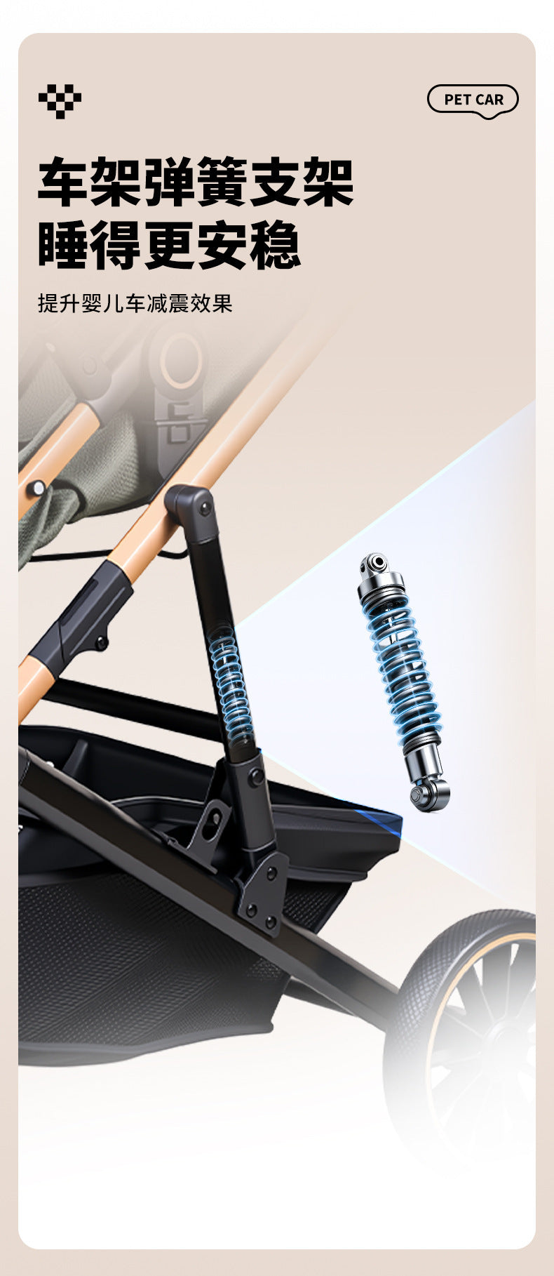 Baby Stroller with High View, Can Sit and Lie Down Baby Carriage Foldable Two-Way All-Season Shock-Absorbing Baby Stroller Lightweight Pushchair