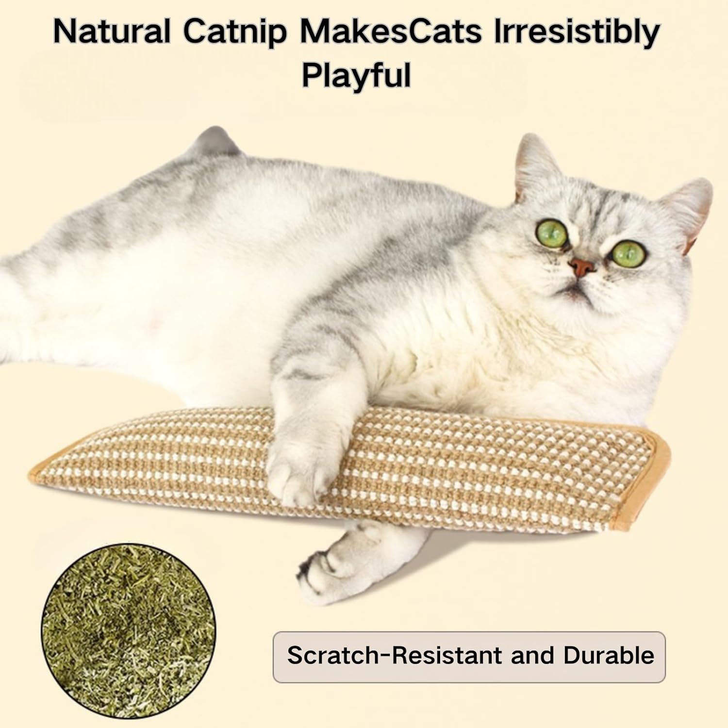 Catnip Toys for Indoor Cats - Cat Toys Pack of 3, Sisal Scratching Pad, Bite Resistant Kitten Teething Toys, Interactive Cat Nip Kicker Toys for Anxiety Relief