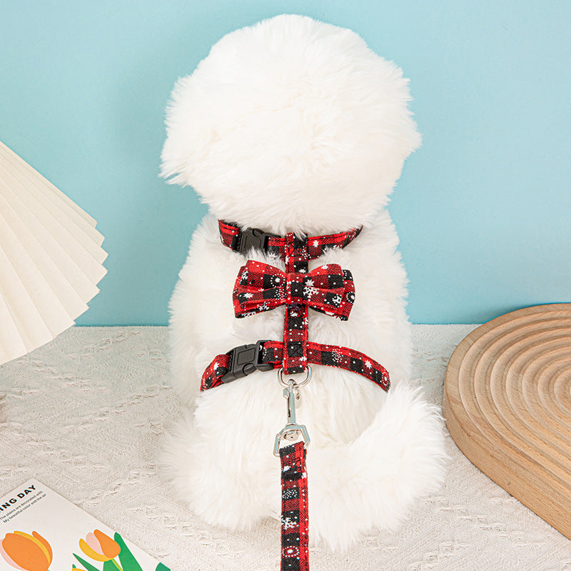 Cross-Border Hot-Selling Pet Leash Snowflake I-Shaped Chest Harness Dog Leash Dog Leash Christmas Cat Collar