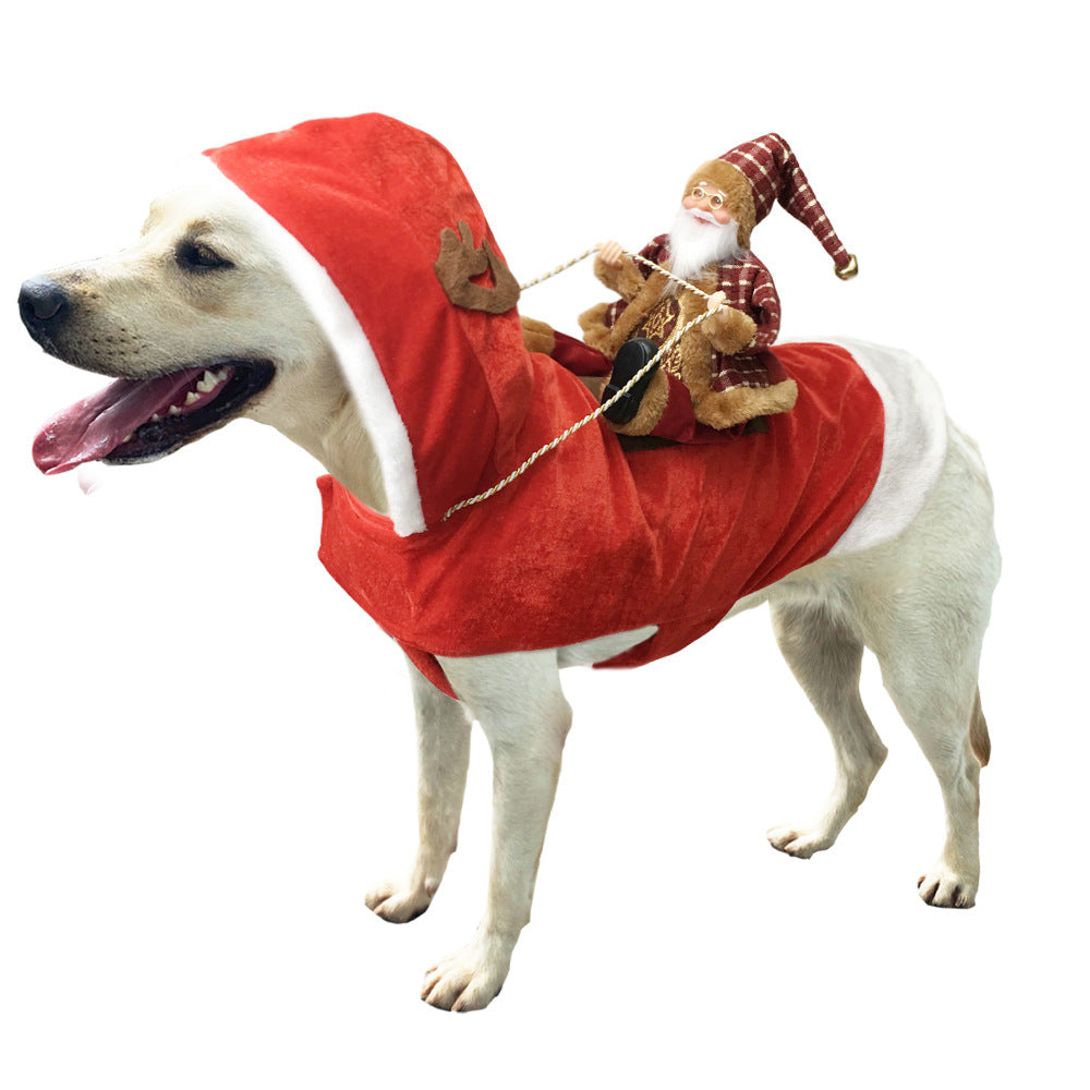 Pet Dog Christmas Costume Santa Claus Riding Outfit Christmas Pet Clothes Reindeer Riding Outfit Pet Christmas Supplies