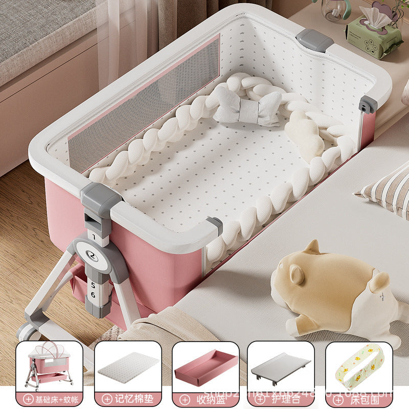 Baby Crib Portable Foldable Multi-Functional Baby Cradle Bed Newborn Children's Splicing Large Bed
