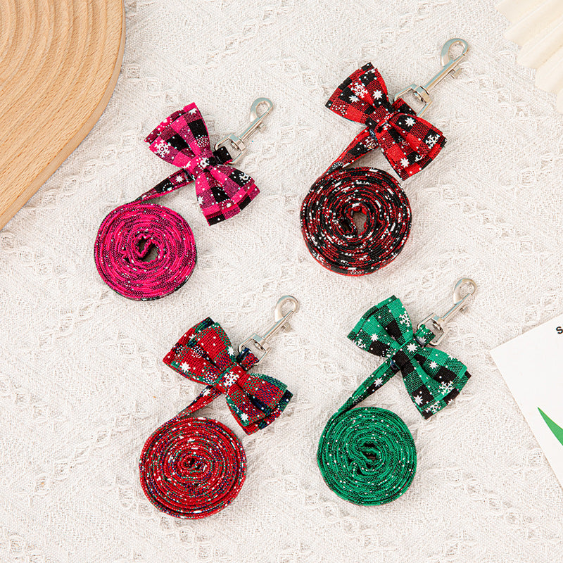 Cross-Border Hot-Selling Pet Leash Snowflake I-Shaped Chest Harness Dog Leash Dog Leash Christmas Cat Collar