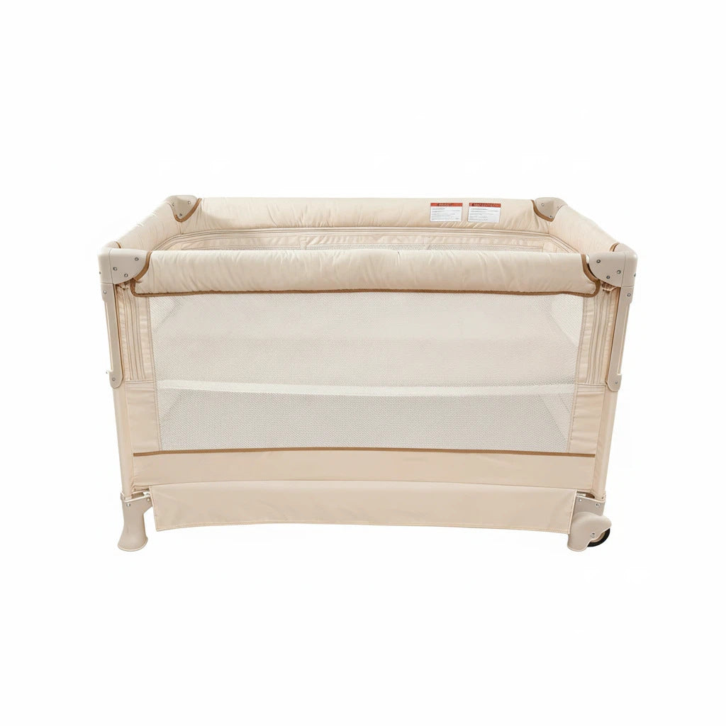 Baby Crib Movable Foldable Splicable Multi-functional Cradle Bed Splicable Big Bed Anti-vomiting Milk Lotus Pink Baby Crib