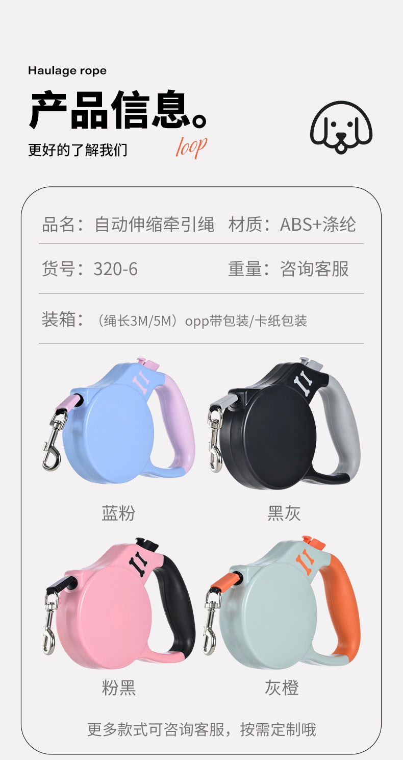 Cross-Border Hot-Selling Dog Leash Harness Outdoor Dog Walking Automatic Retractable Leash Corgi Shiba Inu Wholesale