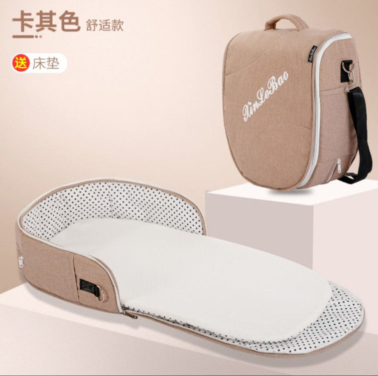 Portable Baby Crib, Movable Bed-in-Bed, Multifunctional Foldable Baby Bed, Newborn BB Crib with Mosquito Net