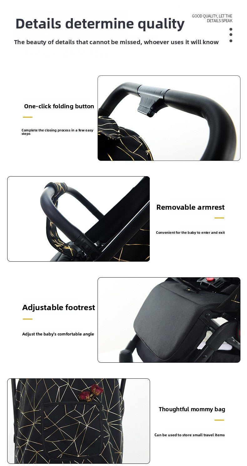 High View Baby Stroller, Convertible to Sit or Lie, Lightweight Foldable Baby Umbrella Stroller, One-Way Baby Pushchair, Shock Absorbing Stroller