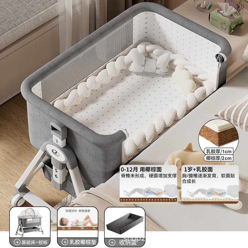 Baby Crib Portable Foldable Multi-Functional Baby Cradle Bed Newborn Children's Splicing Large Bed