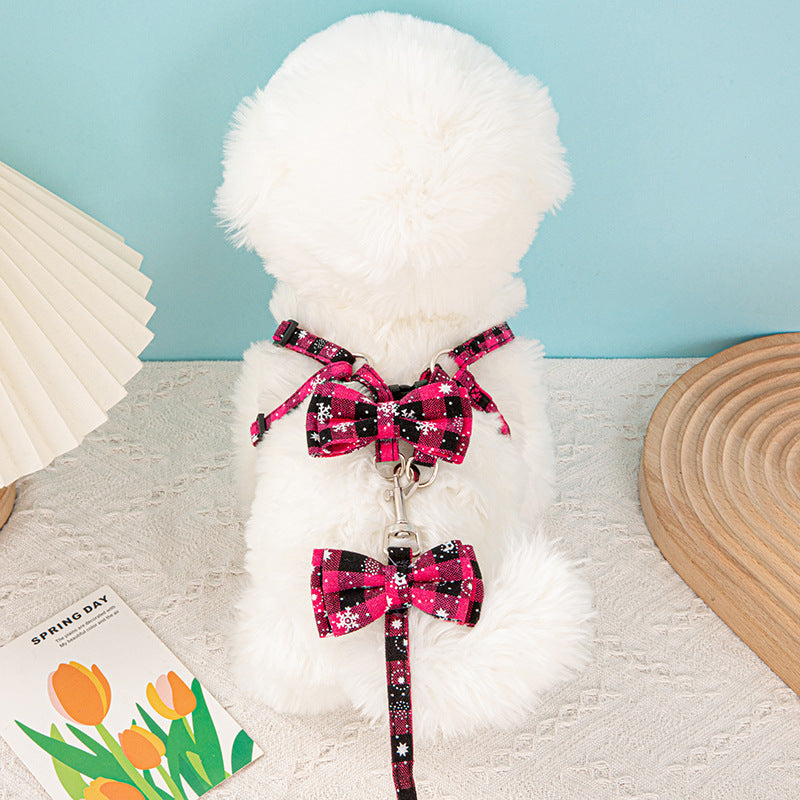 Cross-Border Hot-Selling Pet Leash Snowflake I-Shaped Chest Harness Dog Leash Dog Leash Christmas Cat Collar