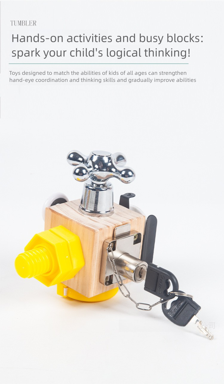 Cross-Border New Product Children 2-6 Years Old Early Education Wooden Toys Montessori Teaching Aids Busy Blocks Parent-Child Interactive Educational Toys