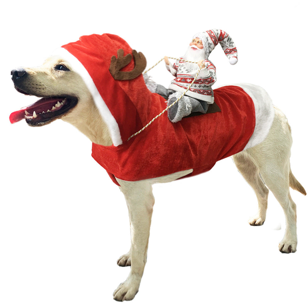 Pet Dog Christmas Costume Santa Claus Riding Outfit Christmas Pet Clothes Reindeer Riding Outfit Pet Christmas Supplies