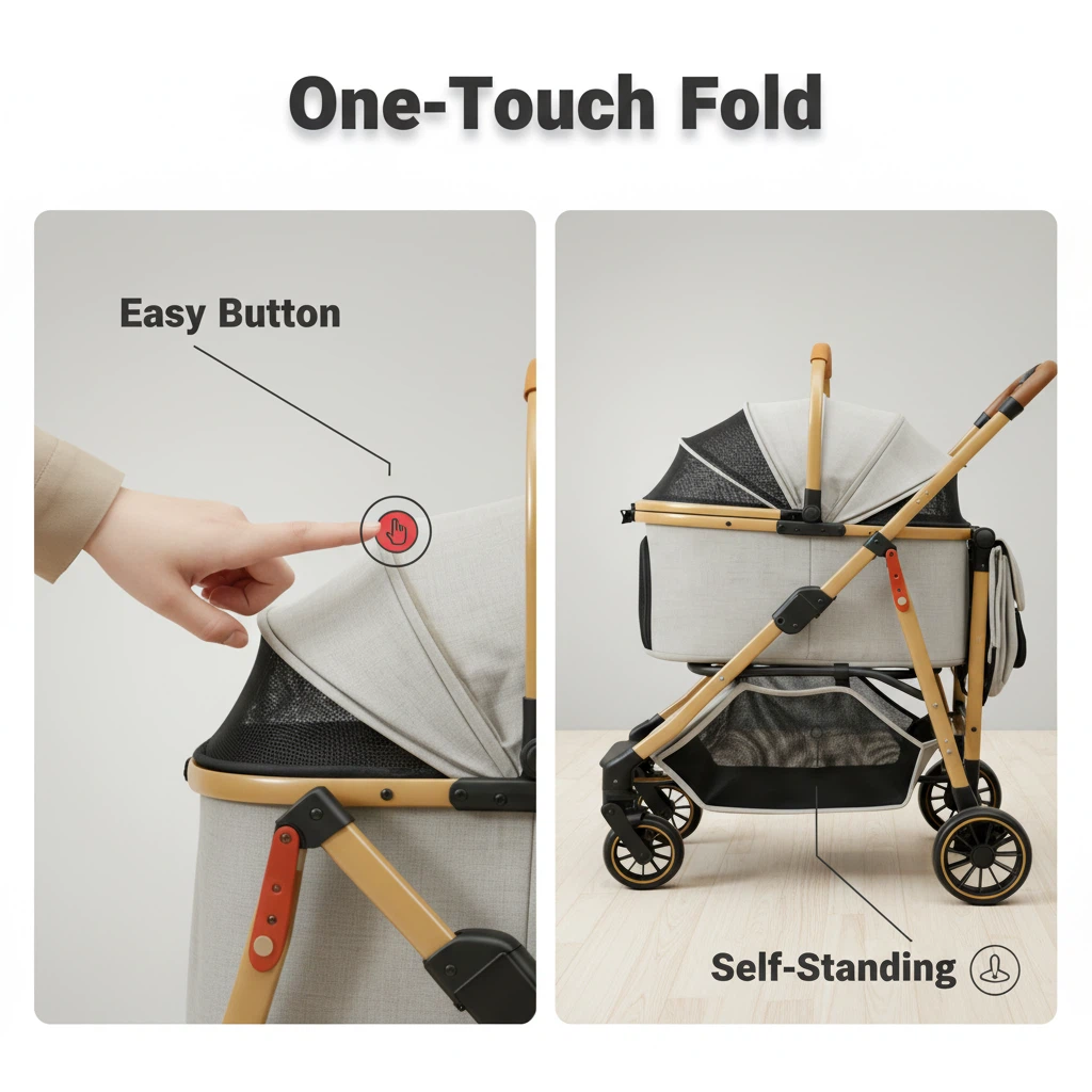 Pet cart  Detachable basket, high landscape design, all-directional silent wheels, good things for pet travel