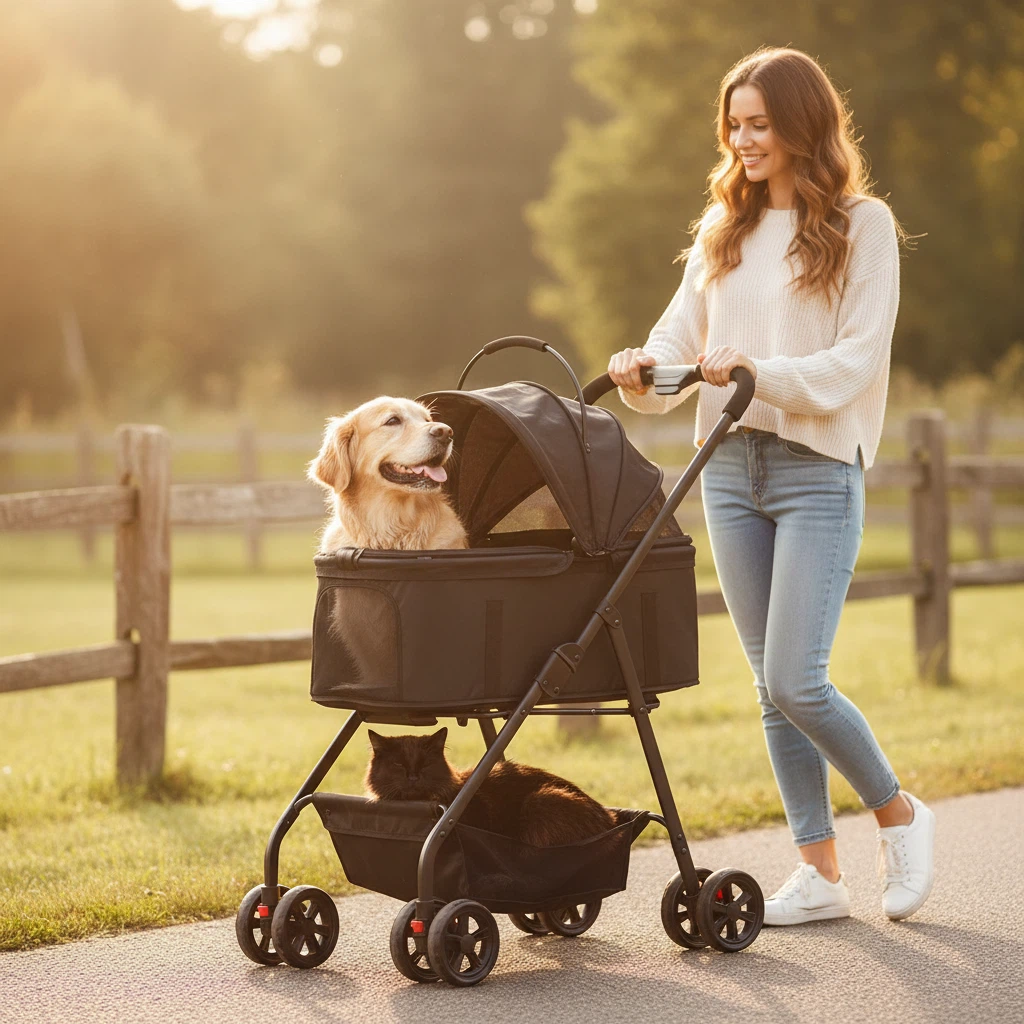 Pet cart  High landscape design + silent wheels, strong load capacity, sufficient space, sun protection, breathable, good quality travel for pets.