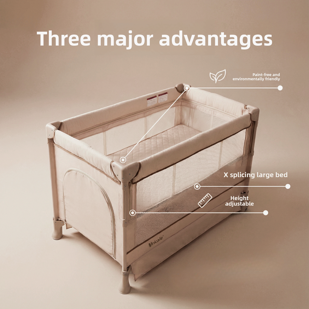 Infant bed 0 formaldehyde environmental protection material, seamless joint large bed + universal silent wheels, protect baby sleep.