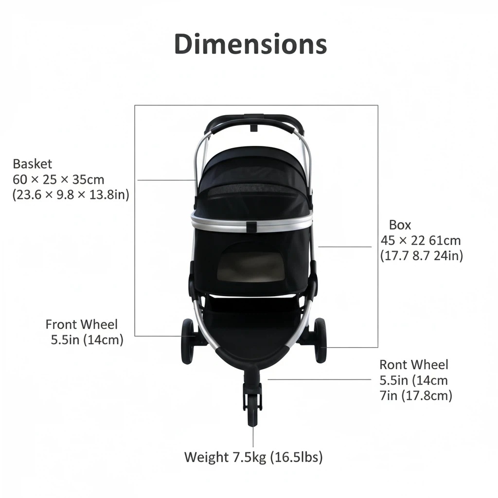 Pet cart  One-click folding design, waterproof and wear-resistant fabric for the whole car, a good thing for pets to travel