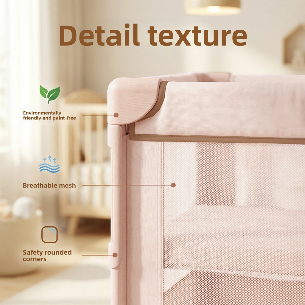 Infant bed 0 formaldehyde environmental protection material, seamless joint large bed + universal silent wheels, protect baby sleep.