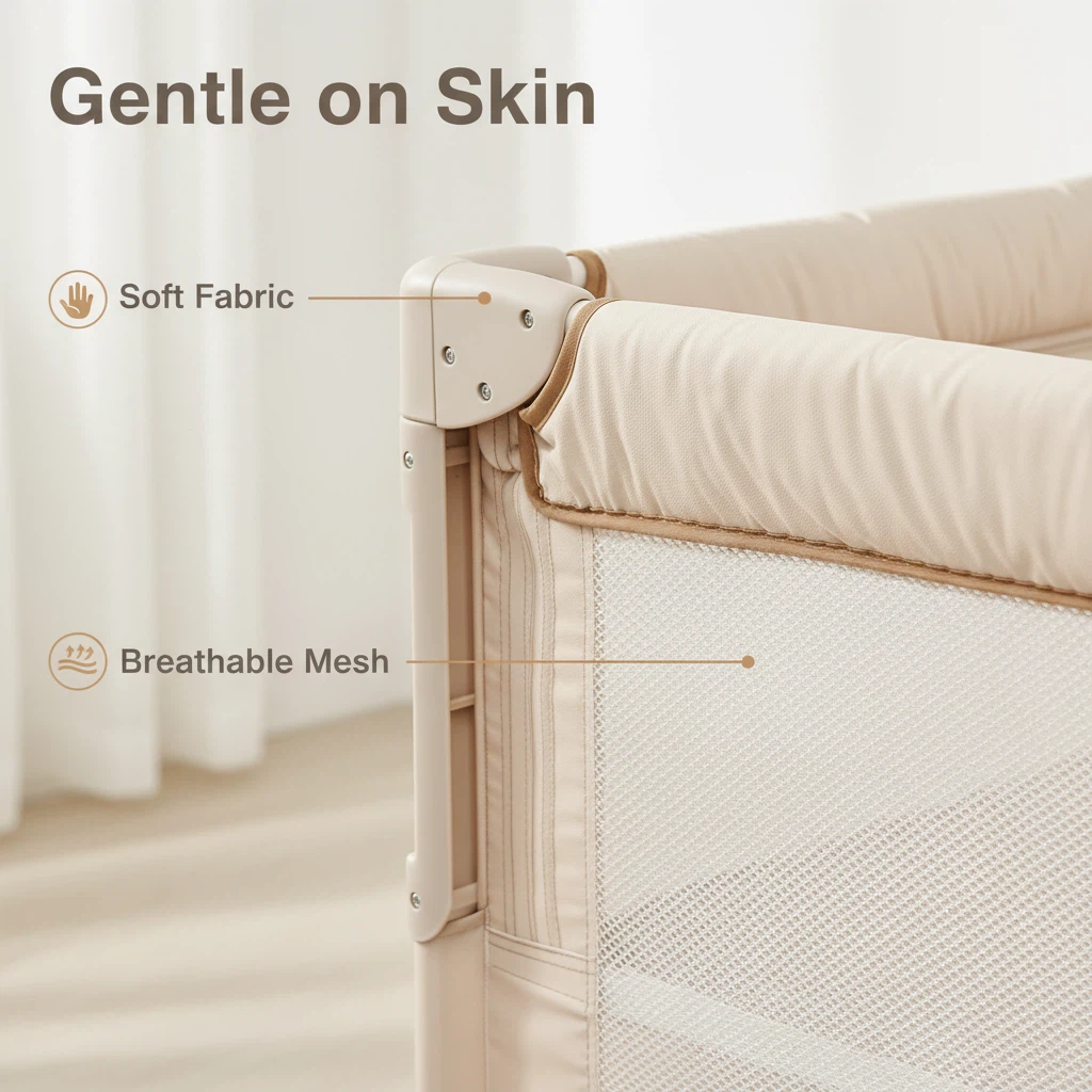 Infant bed 0 formaldehyde environmental protection material, seamless joint large bed + universal silent wheels, protect baby sleep.