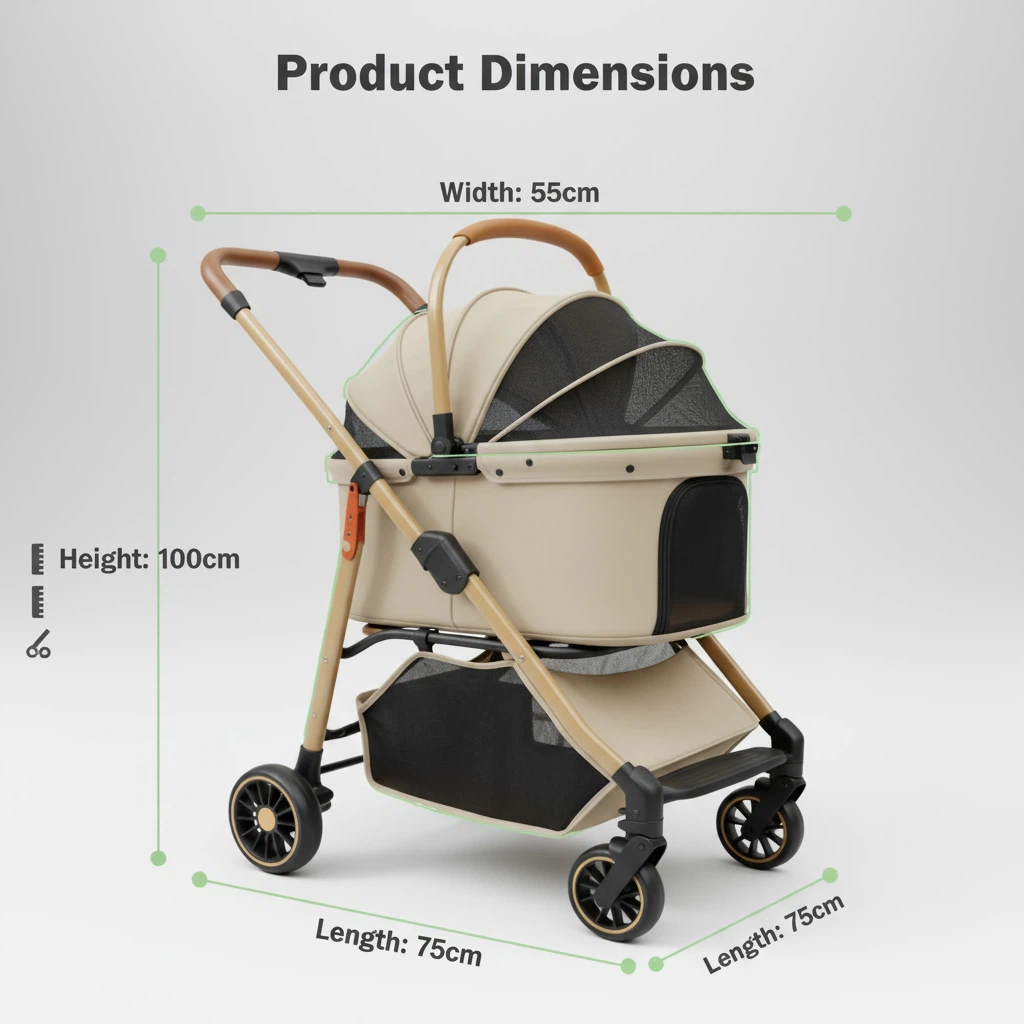 Pet cart  Detachable basket, high landscape design, all-directional silent wheels, good things for pet travel