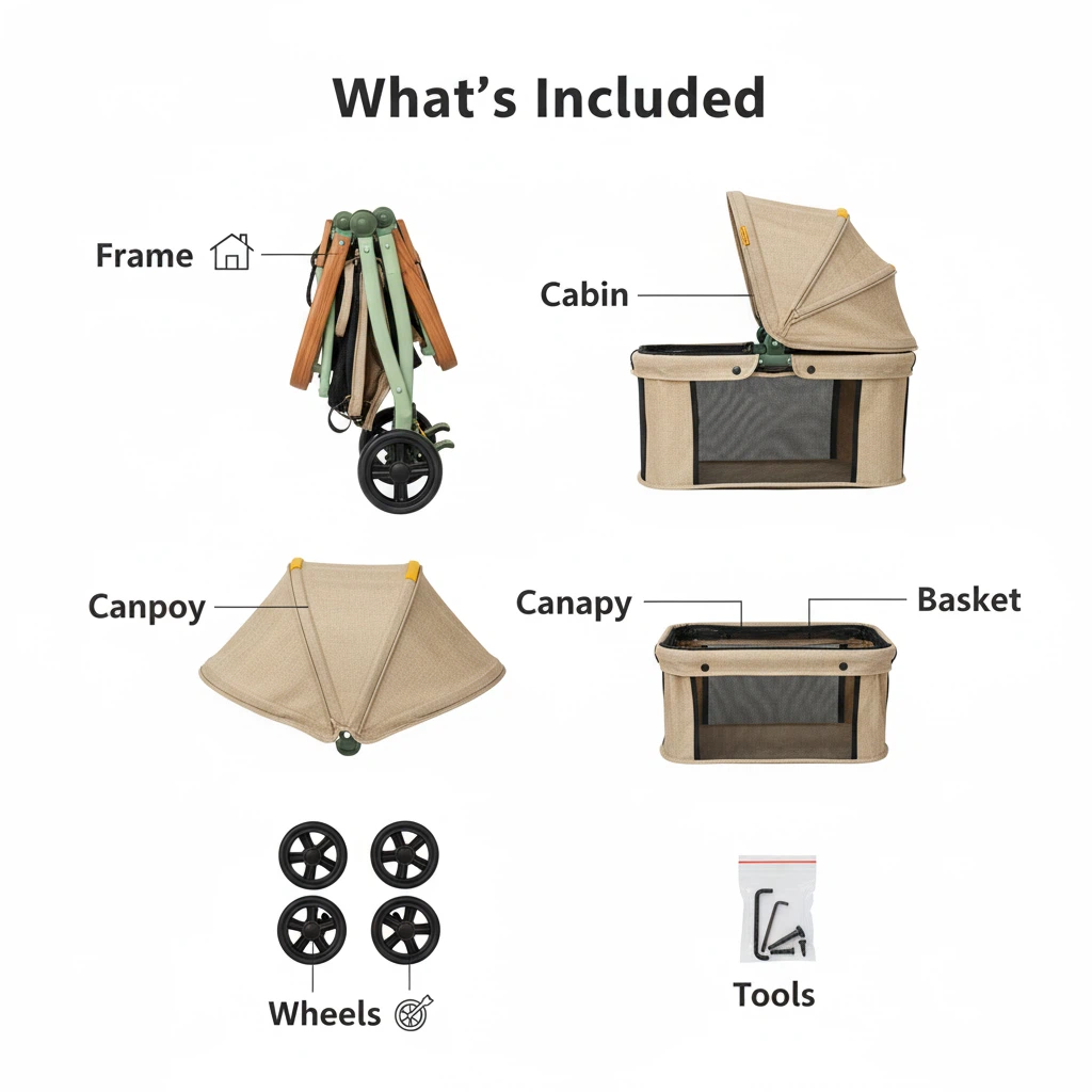 Pet cart  Detachable basket, high landscape design, all-directional silent wheels, good things for pet travel
