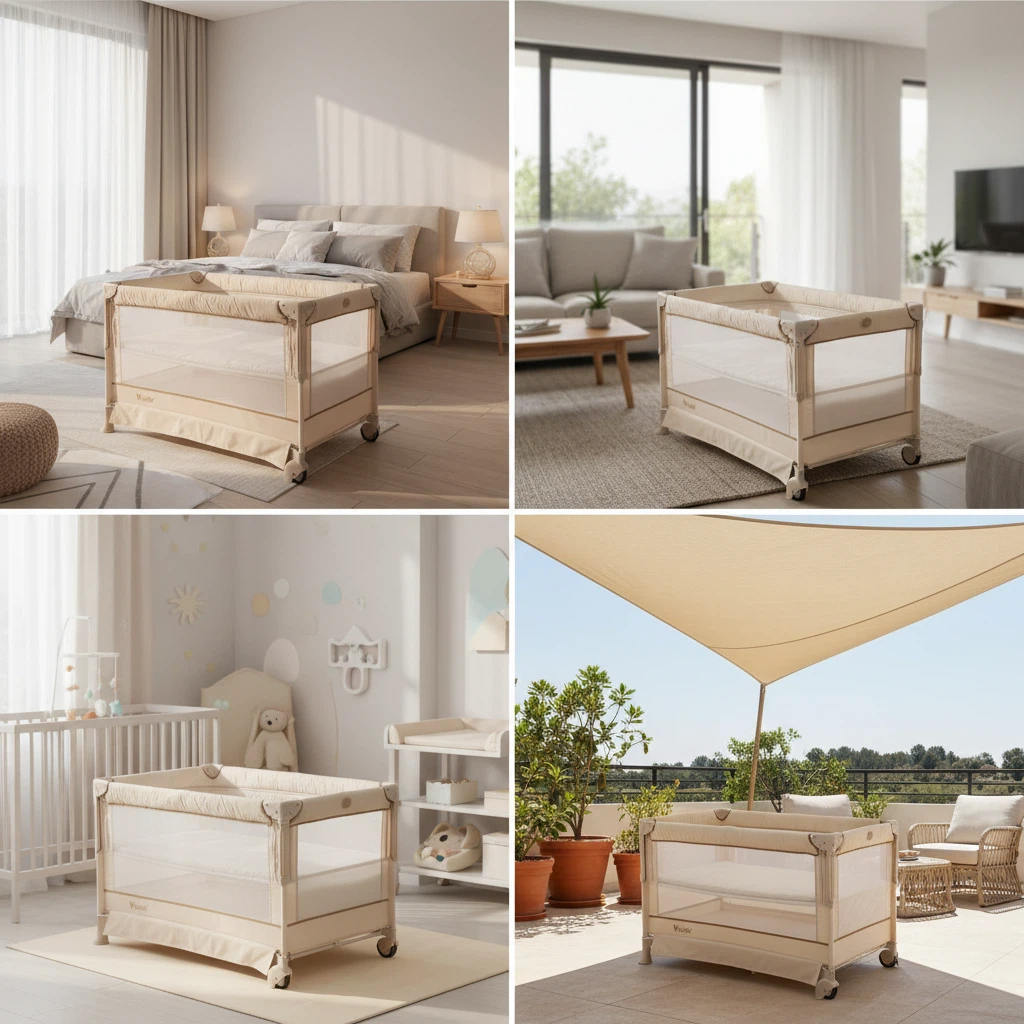 Infant bed 0 formaldehyde environmental protection material, seamless joint large bed + universal silent wheels, protect baby sleep.