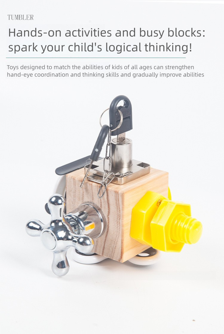 Cross-Border New Product Children 2-6 Years Old Early Education Wooden Toys Montessori Teaching Aids Busy Blocks Parent-Child Interactive Educational Toys