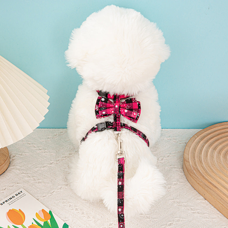 Cross-Border Hot-Selling Pet Leash Snowflake I-Shaped Chest Harness Dog Leash Dog Leash Christmas Cat Collar