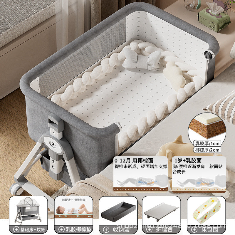 Baby Crib Portable Foldable Multi-Functional Baby Cradle Bed Newborn Children's Splicing Large Bed