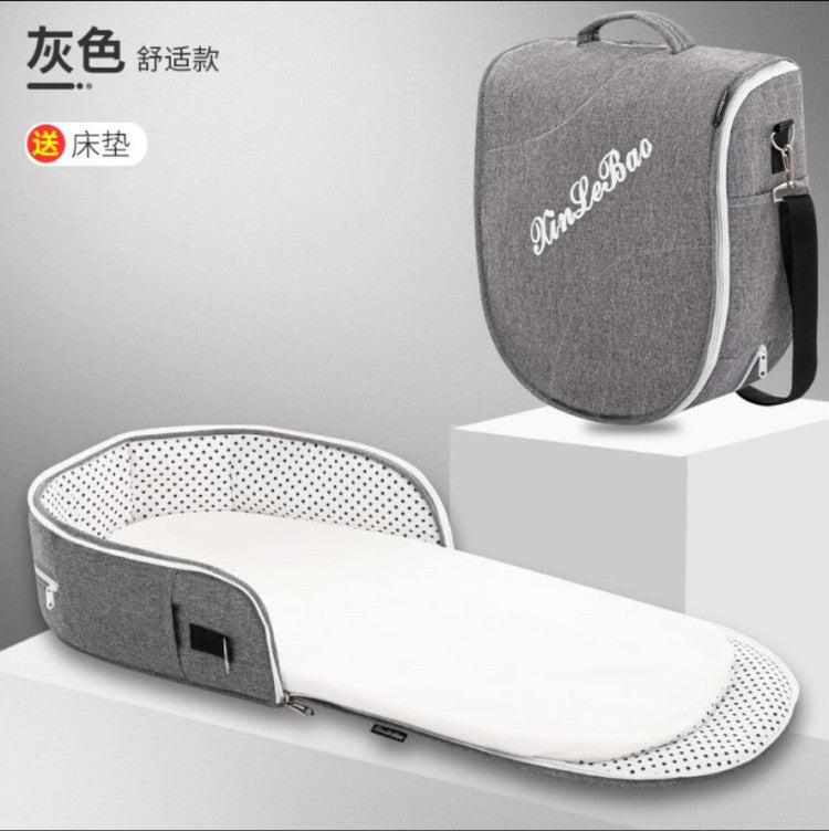 Portable Baby Crib, Movable Bed-in-Bed, Multifunctional Foldable Baby Bed, Newborn BB Crib with Mosquito Net