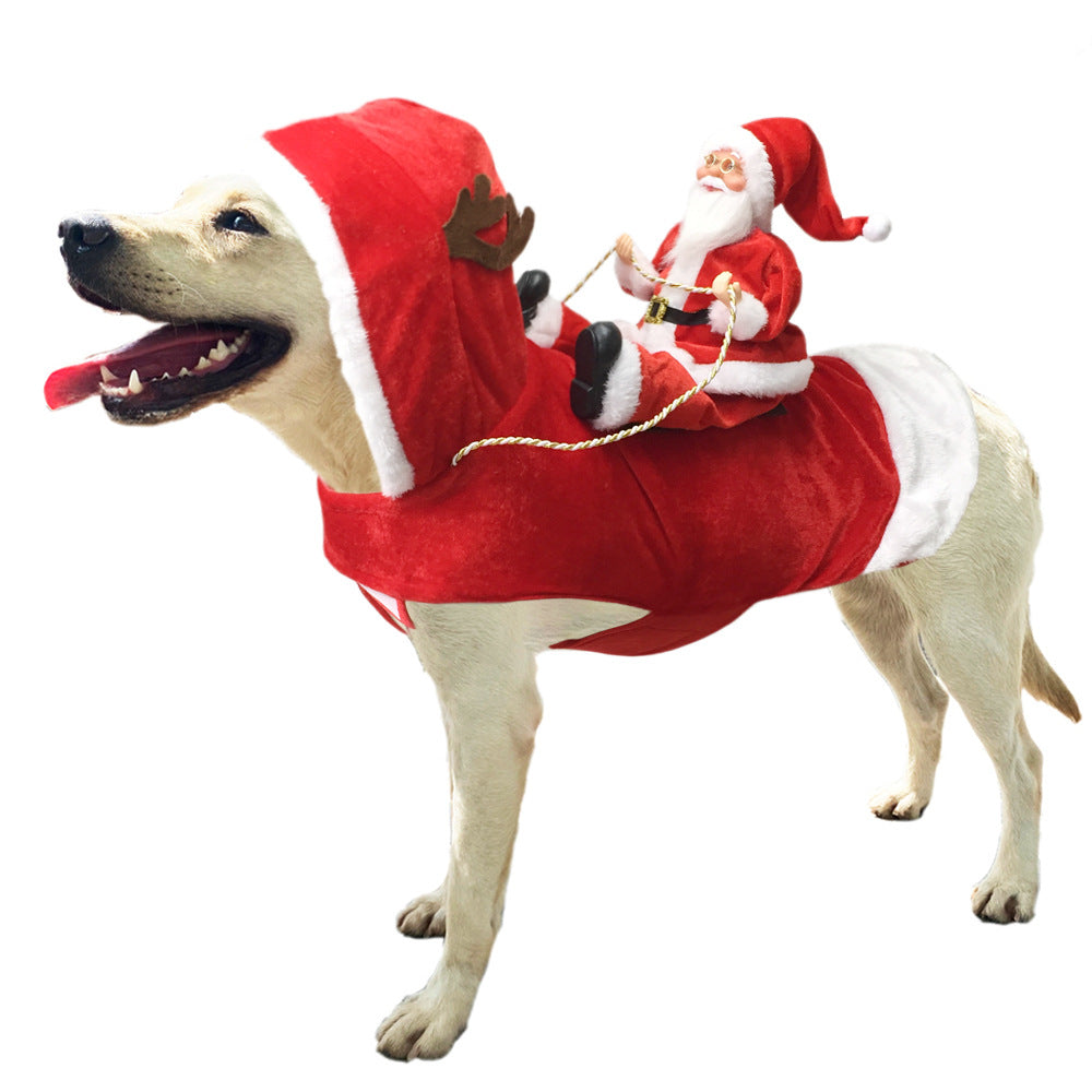 Pet Dog Christmas Costume Santa Claus Riding Outfit Christmas Pet Clothes Reindeer Riding Outfit Pet Christmas Supplies