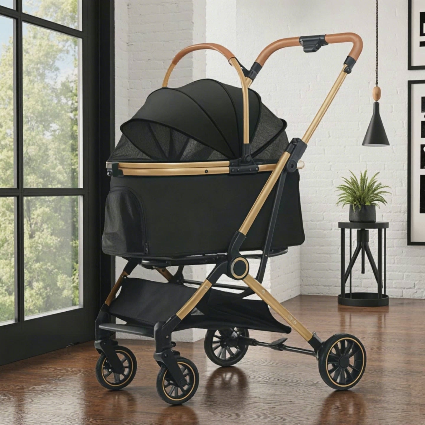 Pet travel gadget Lightweight aluminum tube body Durable oxford cloth Smoothly adapts to various road surfaces No need to worry about taking pets out!